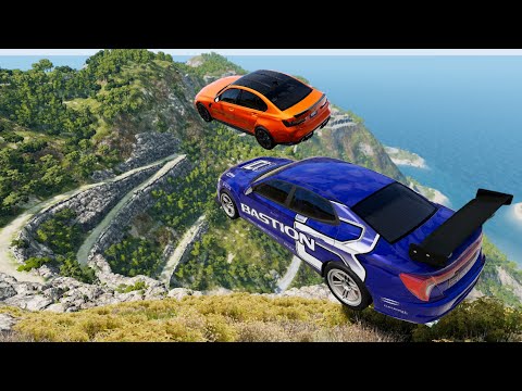 Expensive Cars High Speed Jump Crashes From BIG Mountain in Italy - BeamNG drive Epic Jumps