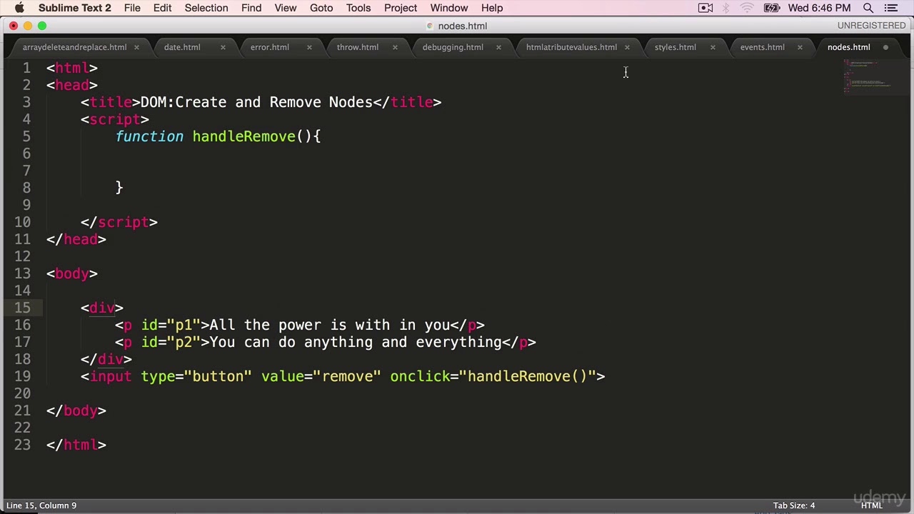 Remove Node in JavaScript