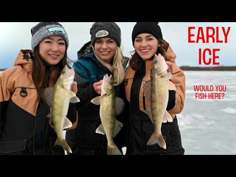 EARLY ICE! Fishing Walleyes and Jumbo Perch on Red Lake