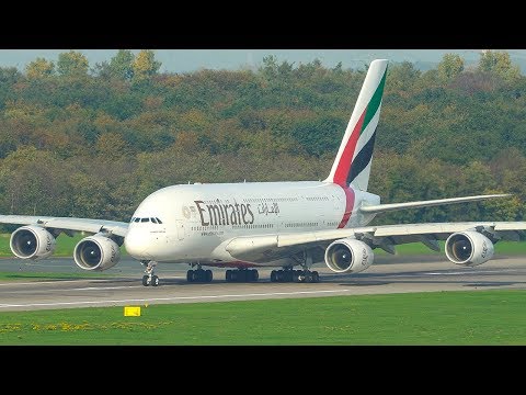 AIRBUS A380 Rolling TAKE-OFF + 2 EXOTIC BIG PLANE LANDINGS - Airbus A330 + BOEING 757 (4K)
