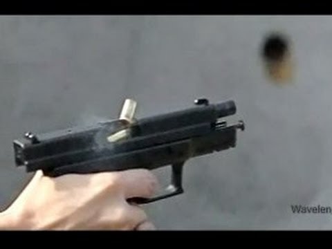 Springfield XD9, 10 shots rapid fire in super slow motion, 600 frames/sec