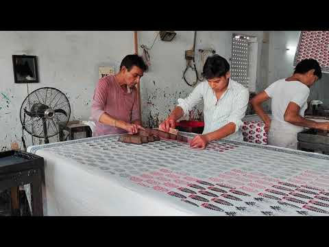 Marigold Living - Block Printing of Checkerboard design