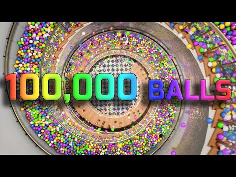 Color Balls on spiral stair - Rigid Body simulation 3D Animation (Cinema 4D - U-RENDER) Robo Video