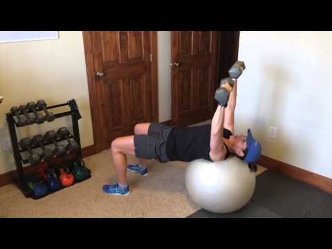 Swiss Ball Alternate Dumbbell Chest Press