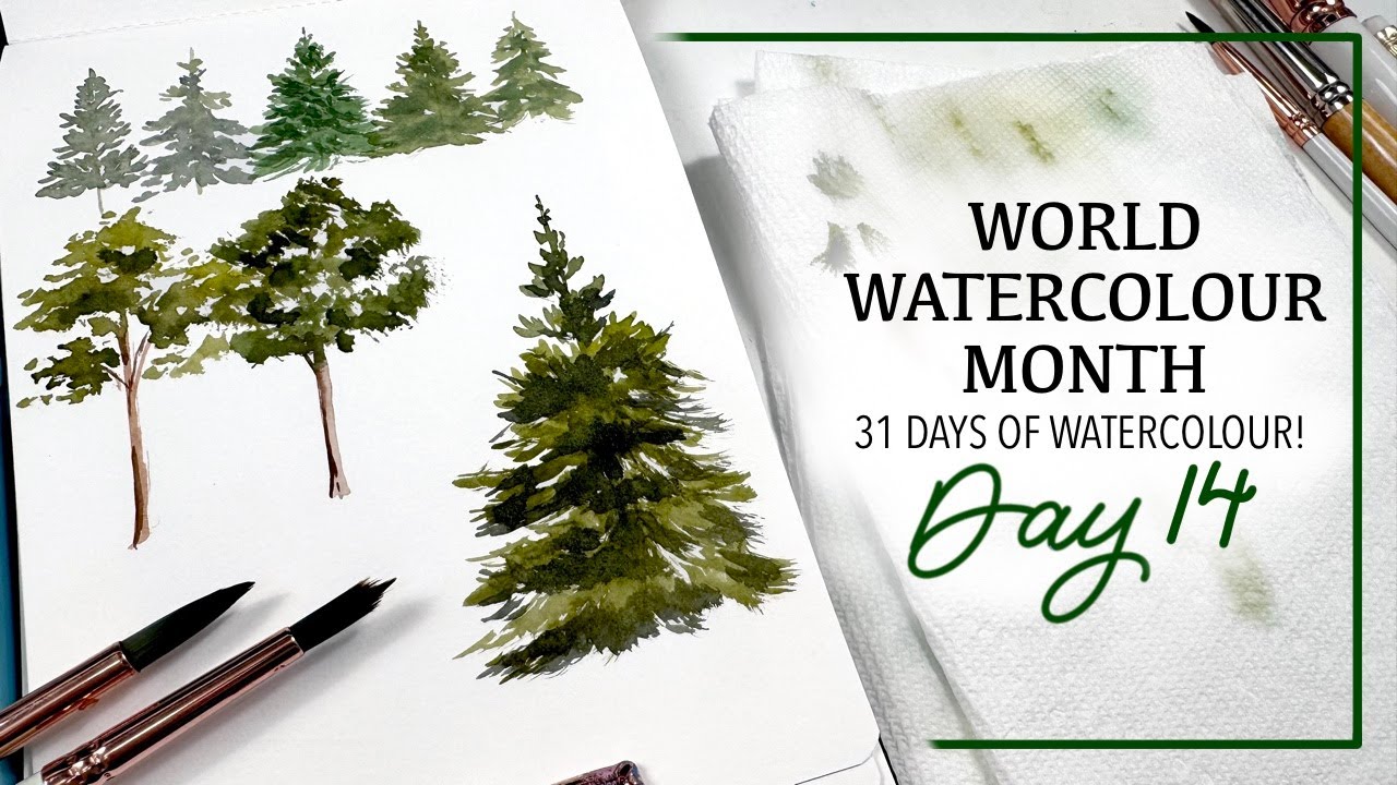 Let's Paint Happy Little Trees! Day 14 (31 Days Of Watercolour Practice)
