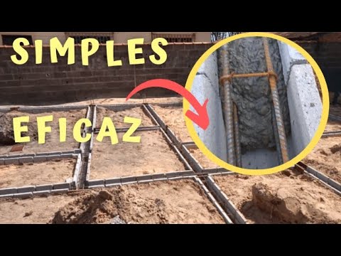 Como fazer alicerce  de uma casa com bloco de cimento  maciço e canaletas com vigas estribadas(112)