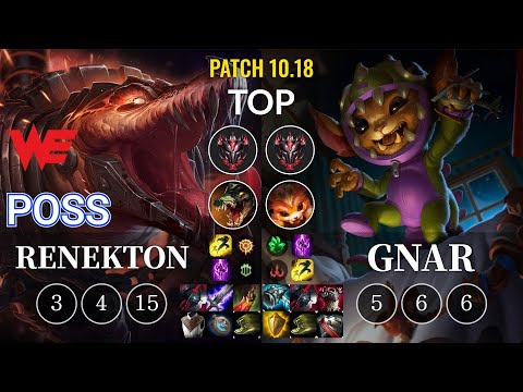 WE Poss Renekton vs Gnar Top - KR Patch 10.18