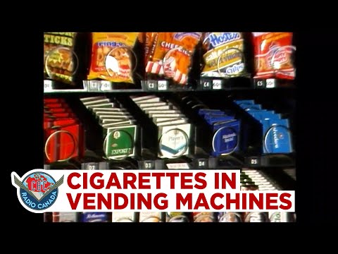 Cigarettes in vending machines next to the Cheezies, 1988