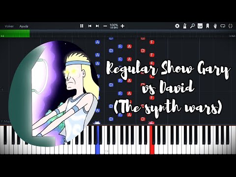 Regular Show Gary vs David (The synth wars) PIANO TUTORIAL SHEET + MIDI #regularshow #piano