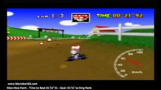 Mario Kart 64 - Time Trials - Moo Moo Farm 01'31"75 King D Rank [N64 PAL]