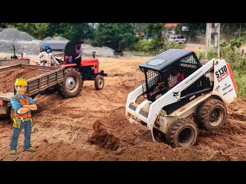 Cute Bobcat S130 Loader Working in Construction  Site | construction life