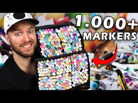 Coloring using EVERY SINGLE MARKER I own - Over 1000 Pens !!