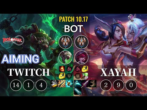 KT Aiming Twitch vs Xayah Bot - KR Patch 10.17