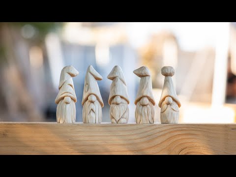 Simple Valentine Gnome Carving - how to whittle a wood gnome on a 1x1