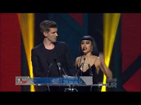X Factor New Zealand judges Willy Moon and Natalia Kills present awards at the VNZMAs