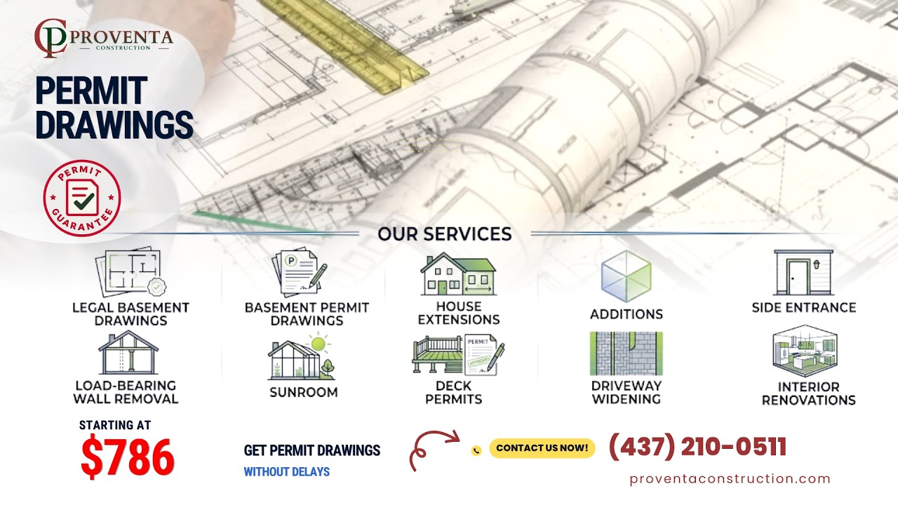 Basement Permit Drawings in Toronto for $786 | Proventa Construction