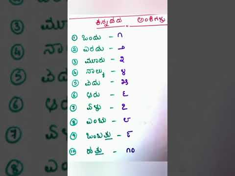 Kannada numbers 1-10 ‎@LearnToday1-12 