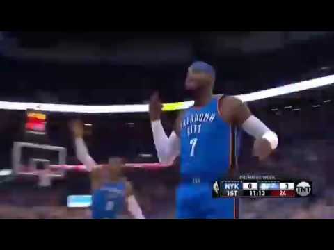 Carmelo Anthony's First Point On OKC Thunder! - Oklahoma City Thunder Vs New York Knicks