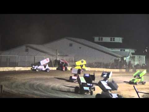 Plymouth Dirt Track May 2 2015 Sprint Car Feature Final Restart and Crash at Finish