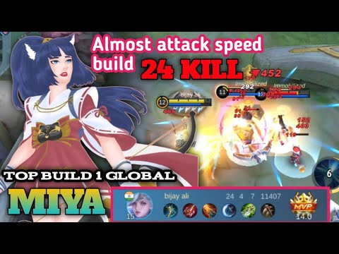 24 Kills!! Miya New Sidelane Build 100% UNSTOPPABLE!! - Build Top 1 Global Miya ~ MLBB
