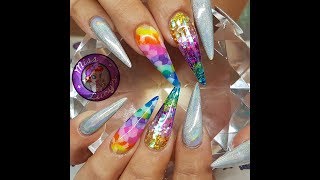 Rainbow Acrylic Nails collaboration with Liz Guild