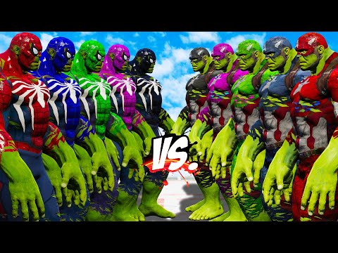 TEAM CAPTAIN HULK COLOR VS TEAM SPIDER HULK COLOR - HULK BATTLE - EPIC SUPERHEROES WAR