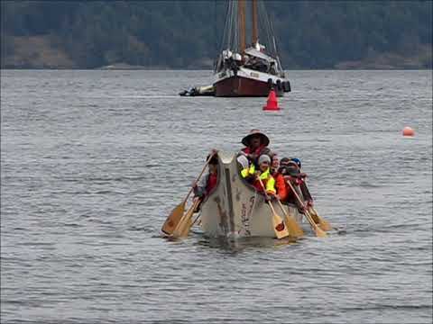 First Nation Paddlers, enjoying the Salish Sea in Cowichan Bay British Columbia Canada