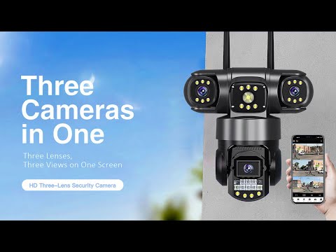 2025 New Three Lens Three Screen Solar Security Camera