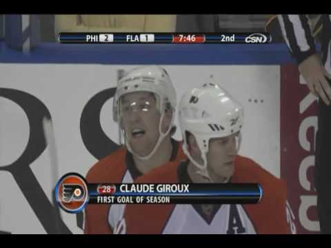 Claude Giroux scores vs Panthers - 10-16-2009