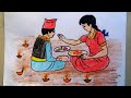 how to draw diwali(Tihar)drawing easy (Nepali style)