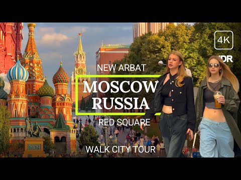 ???? Как живется в России? Прогулка по Москве: от Нового Арбата до Красной площади в формате 4K HDR