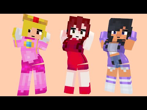 SUPER IDOL YAY ARIGATO SEXY PRINCESS PEACH, FNF GIRLFRIEND AND APHMAU - MINECRAFT ANIMATION #shorts