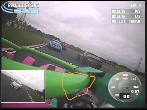 Caterham R300 Castle Combe 1st lap crash, watch rear view camera!!