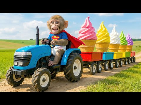 Monkey CP Drives a Tractor to Sell Ice Cream and Catches a Sneaky Thief in the Orange Farm! 🍦🍊⚡