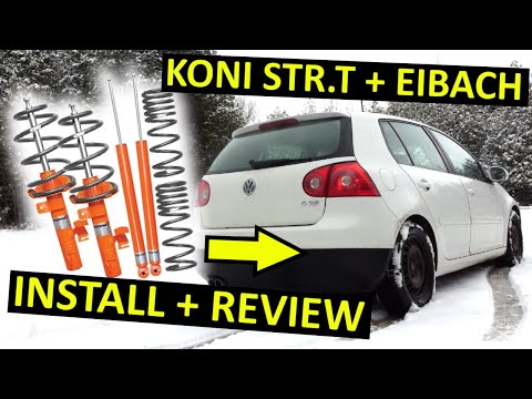 Koni STR.T and Eibach Lowering Springs Install and Review VW Mk5