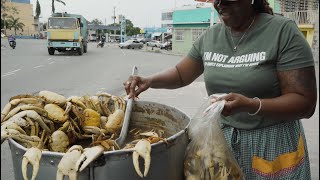 Jamaican Street Food in Kingston HEROES CIRCLE | Spicy Crab Outdoor Cooking