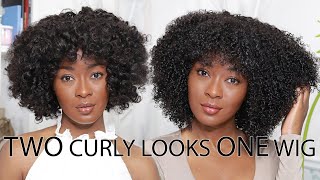 Fake Bantu Knot Curls With Flexi Rods | HerGivenHair Curly Wig With Bangs
