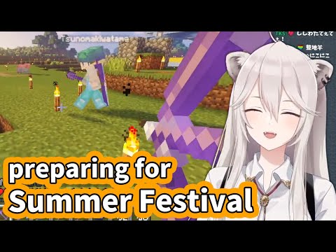 Botan preparing for Minecraft Summer Festival Highlights [ENG Subbed Hololive]
