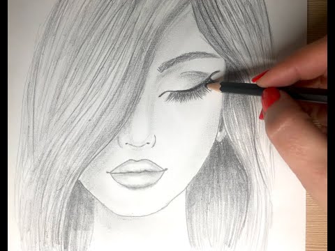 Drawing a girl - how to draw a girl with closed eyes