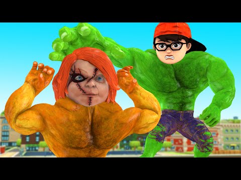 Super NickHulk joker brave rescue Father vs Giant Chucky yellow - Scary Teacher 3D Funny story