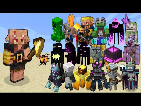 Piglin Brute with Golden Spear vs Minecraft Dungeons Mobs