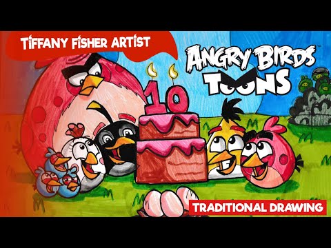 Happy 10th Anniversary, Angry Birds Toons! | Traditional Speed Drawing