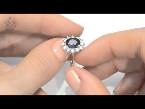 FET26-U - Sapphire And Diamond 18K Gold Ring