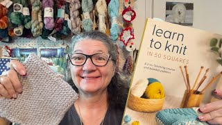  1: The Slippy One  #Knit50Squares 2026-Learn to knit in 50 squares by Anna Pantelous #learntoknit 