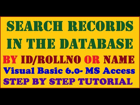 Search Records in Database (By Name or ID)-Visual Basic6.0/Ms Access-Step by Step Tutorial Video