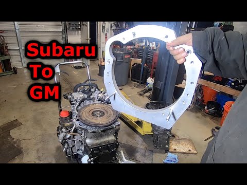 Building an engine adapter plate GM LE2 to Subaru. Mid engine turbo rail buggy PART 3
