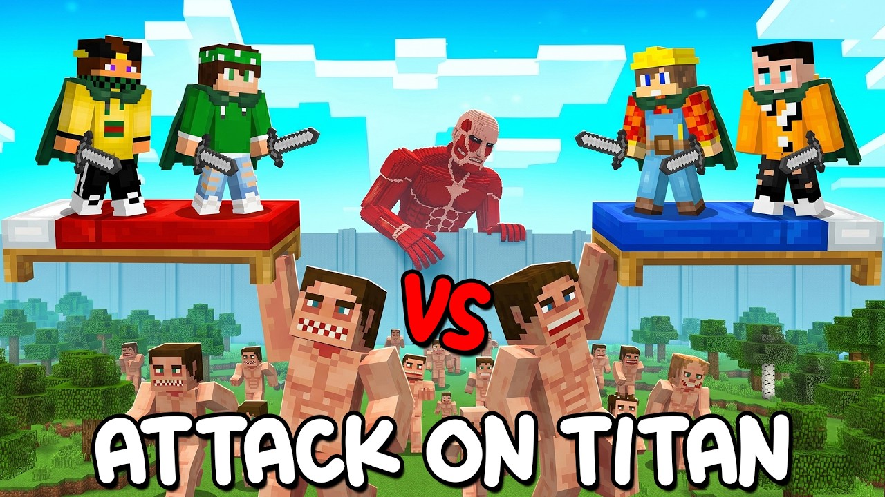 BEDWARS 2vs2 - GIGANTI ATTACK on TITAN su MINECRAFT - @Marcy @Nico. vs @TheMarkk @Baddi