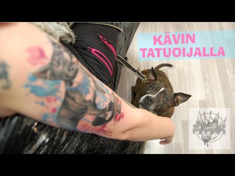 Skeittaava koira tatuointi