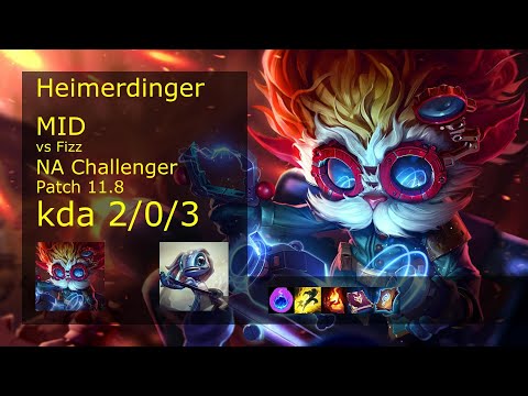Heimerdinger Mid vs Fizz - NA Challenger 2/0/3 Patch 11.8 Gameplay