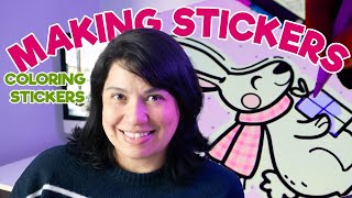 HOW TO MAKE COLORING STICKERS - MAKING STICKERS SERIES 🎄(Holiday edition) + FREEBIE